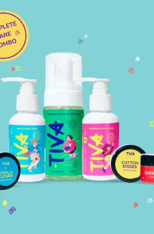 TIVA Complete Care Combo [Body Wash 100ml, Body Lotion 100ml, Face Wash 100ml & Perfume Bar 3x10gm]