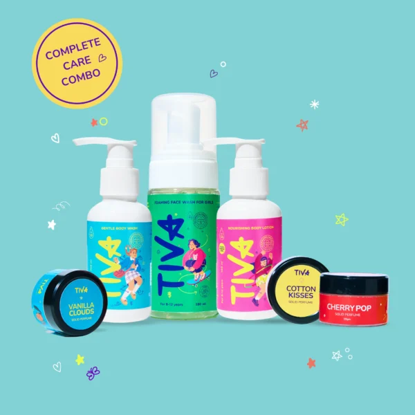 TIVA Complete Care Combo [Body Wash 100ml, Body Lotion 100ml, Face Wash 100ml & Perfume Bar 3x10gm]